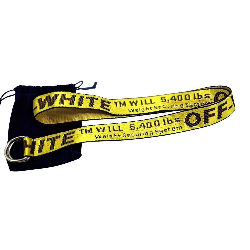 Off White Industrial Belt Mens 56" Long Yellow Black Logo Streetwear Accessory